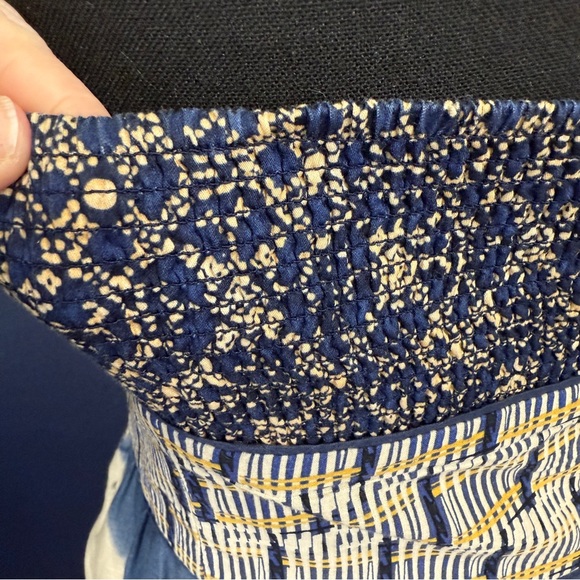 Anthropologie Maeve Boho Shibori Tie Dye Strapless Dress, Blue & Tan, Size 8 - Picture 8 of 15